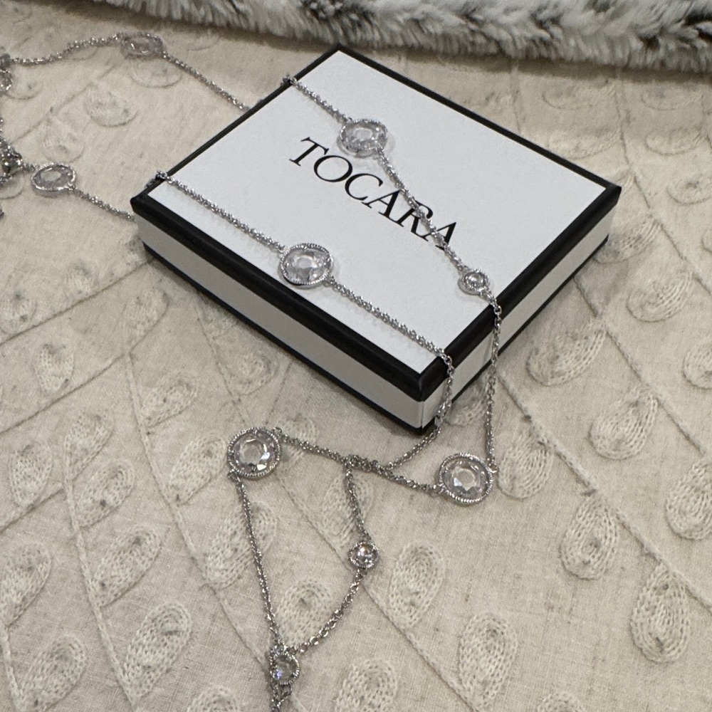 Tocara Silver Necklace with DiAmi Crystal Details